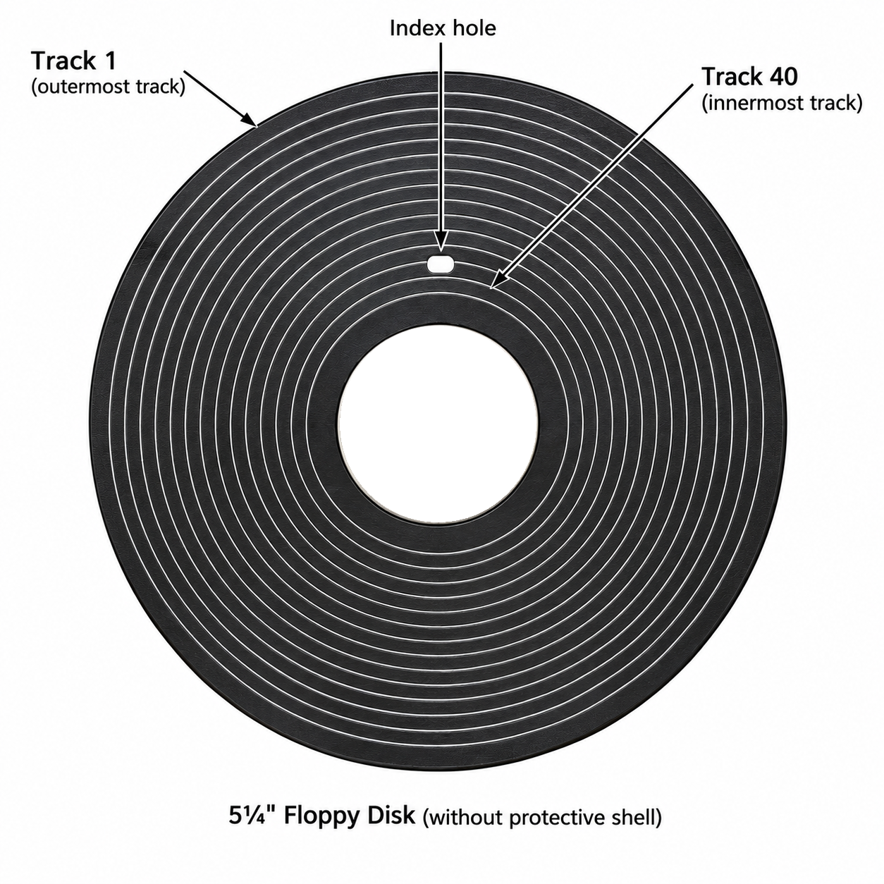 Diagram of disk with 40 tracks.