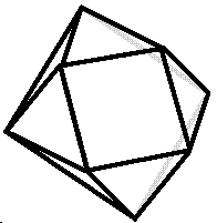 Diagram of an irregular decahedron (4 equilateral triangles + 4 isosceles triangles + 2 squares)